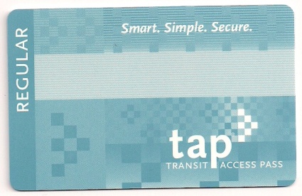 LACMTA (Metro) TAP (Transit Access Pass) RFID card (obverse side)